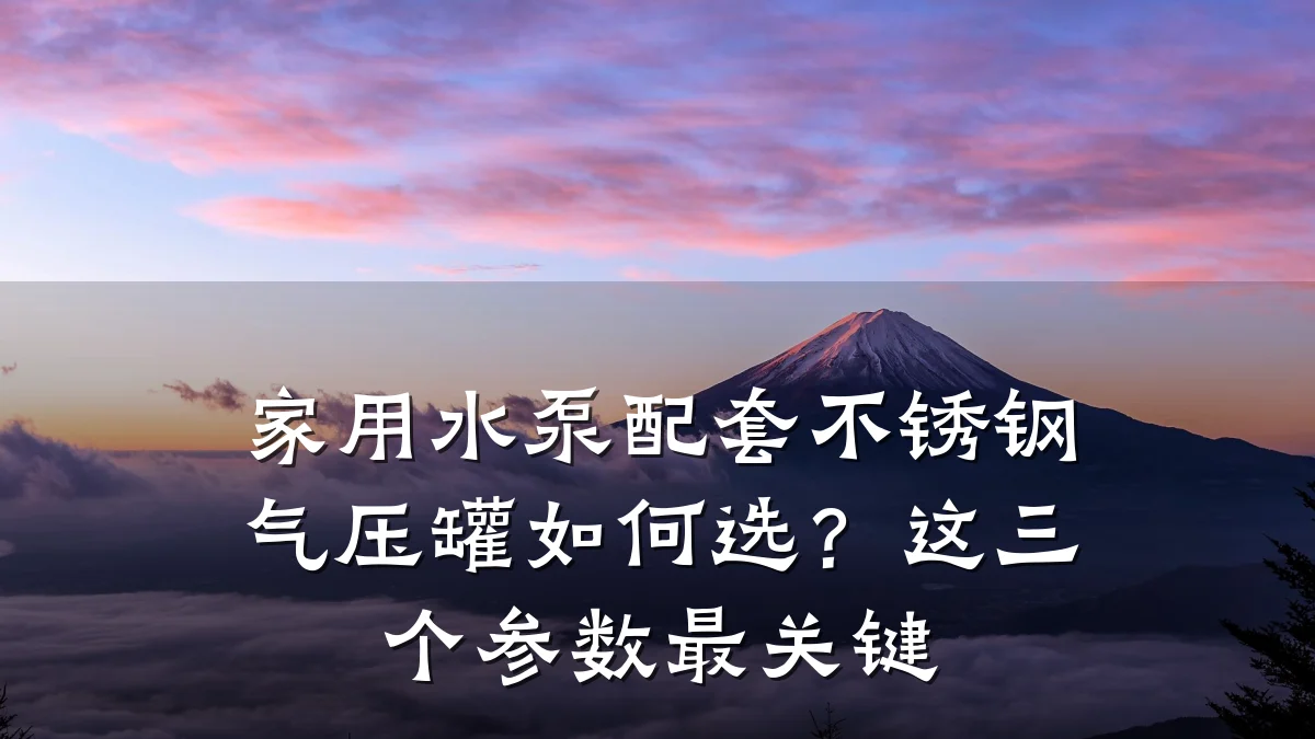 家用水泵配套不锈钢气压罐如何选?这三个参数最关键
